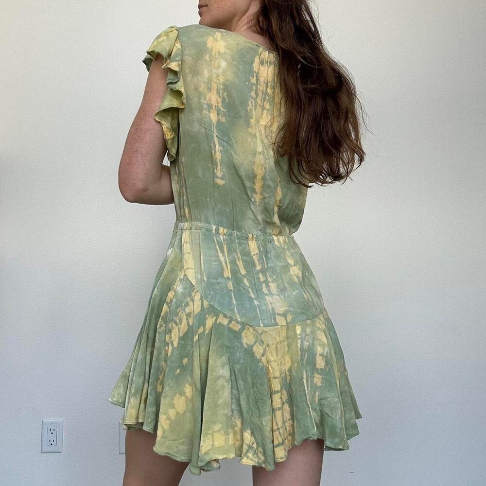 Aakaa green tie dye ruffle fairy dress - Picture 3 of 8